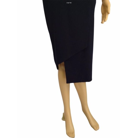 Finery Midi Wrap Dress US 6 Cap Sleeve Shift Asymmetrical Hem Navy New - Picture 3 of 10